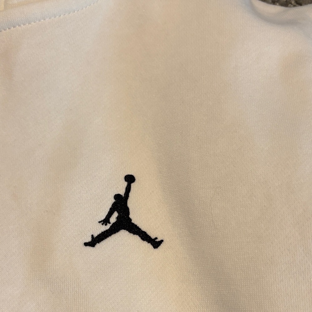 Jordan White Kids Zip-Up Hoodie with Black Jumpman - Picture 4 of 5